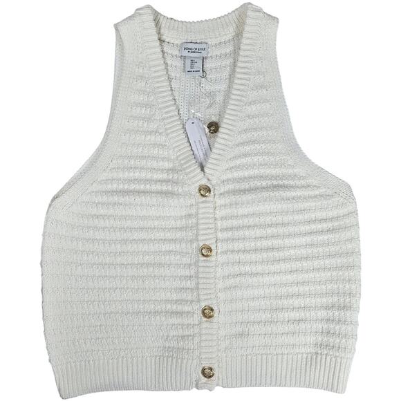 Song of Style Jackets & Blazers - Song of Style by Aimee Song Cream Cable Knit Button Front V Neck Sweater Vest L